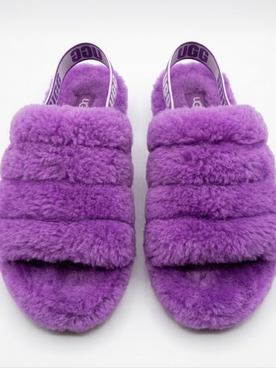 UGG Shoes - Ugg Purple Sheepskin Fur Fluff Yeah Slingback Sandals Women’s Size 8 Pre-Owned